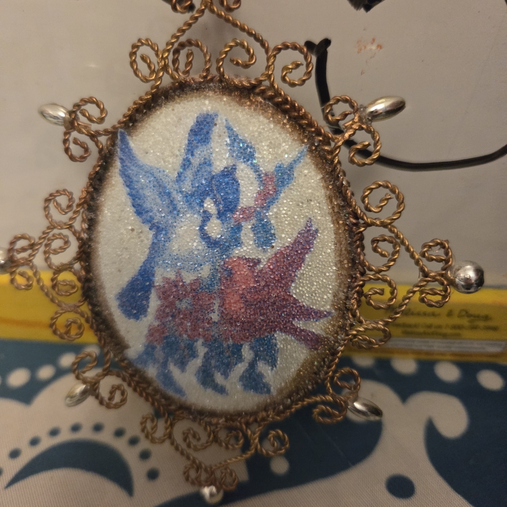 Ornate Gold Frame with Blue and Pink Floral Design